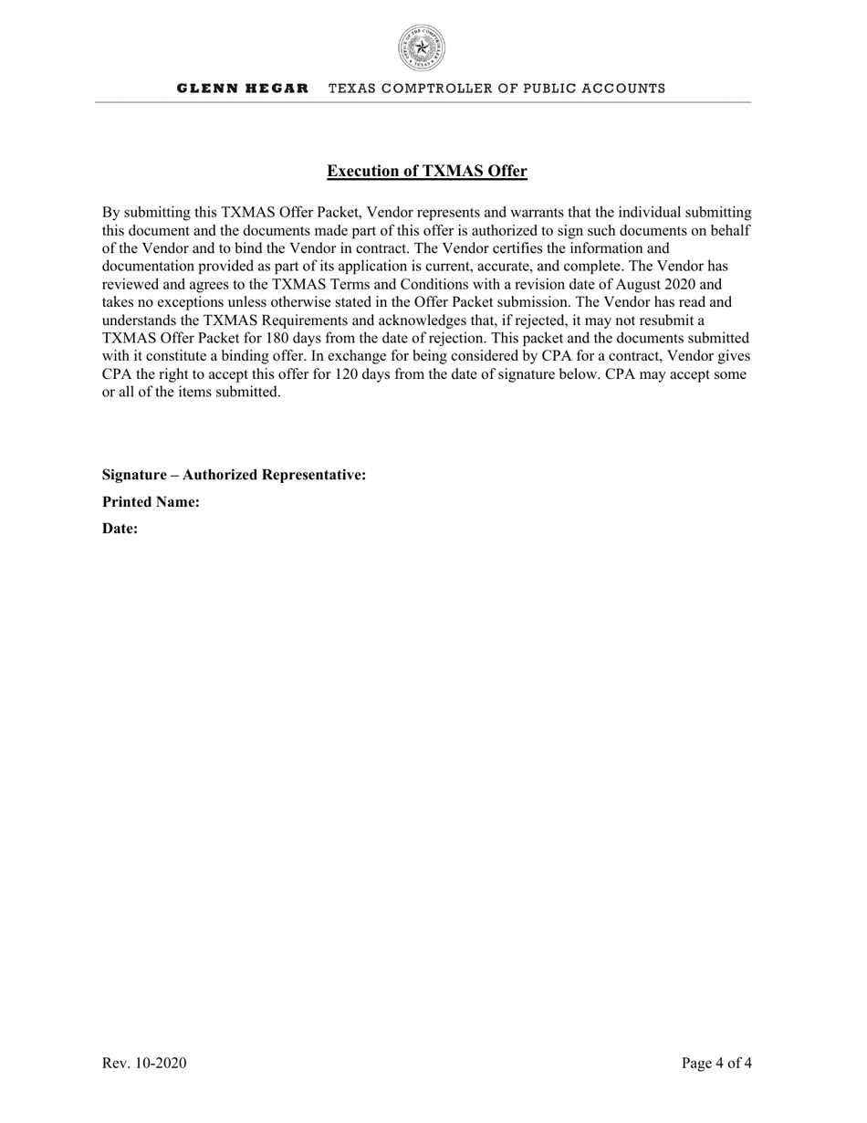 Txmas Offer Packet Application Checklist - Texas, Page 4