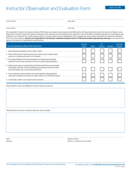 Document preview: Form 50-799 Instructor Observation and Evaluation Form - Texas