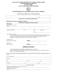 Document preview: Transfer Request (For Permanent Travel Permit) - Utah
