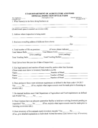 Document preview: Official Inspection of Elk Farm Form - Utah