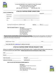 Document preview: Utah Elk Hunting Permit Order Form - Utah