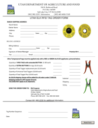 Document preview: Utah Elk Rfid Tag Order Form - Utah
