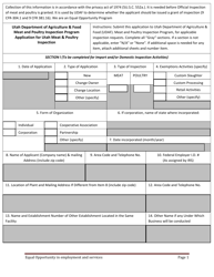 Document preview: Application for Utah Meat and Poultry Inspection - Utah