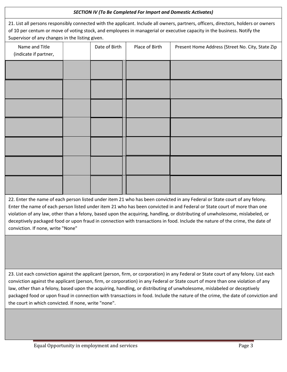 Application for Utah Meat and Poultry Inspection - Utah, Page 3