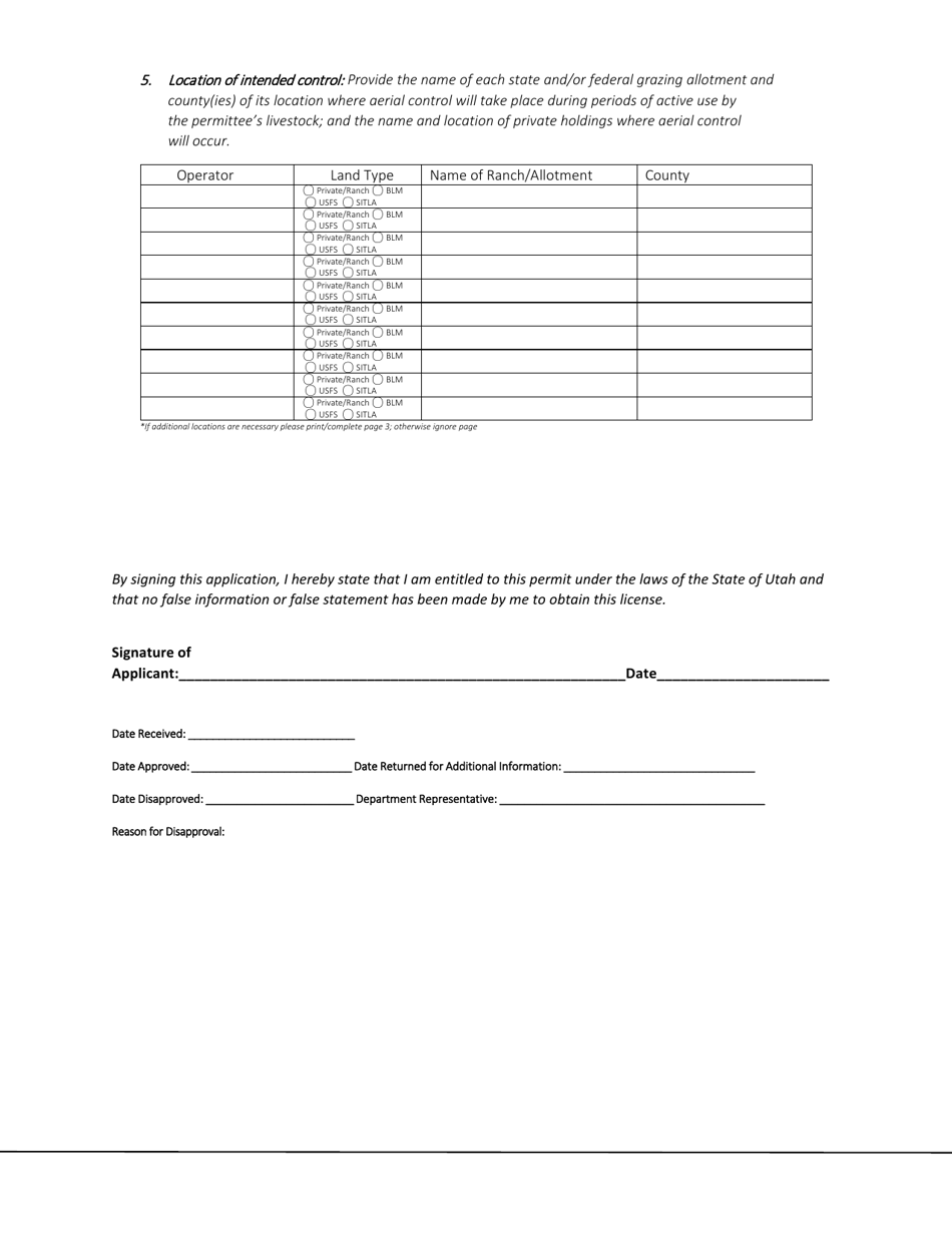 Utah Aerial Hunting Permit Fill Out, Sign Online and Download PDF