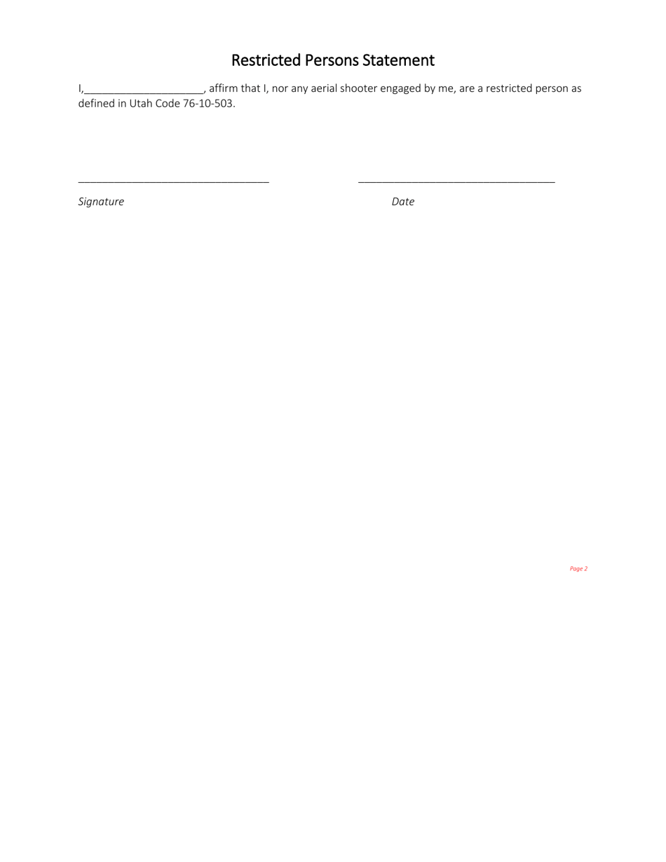 Utah Aerial Hunting Permit Fill Out, Sign Online and Download PDF