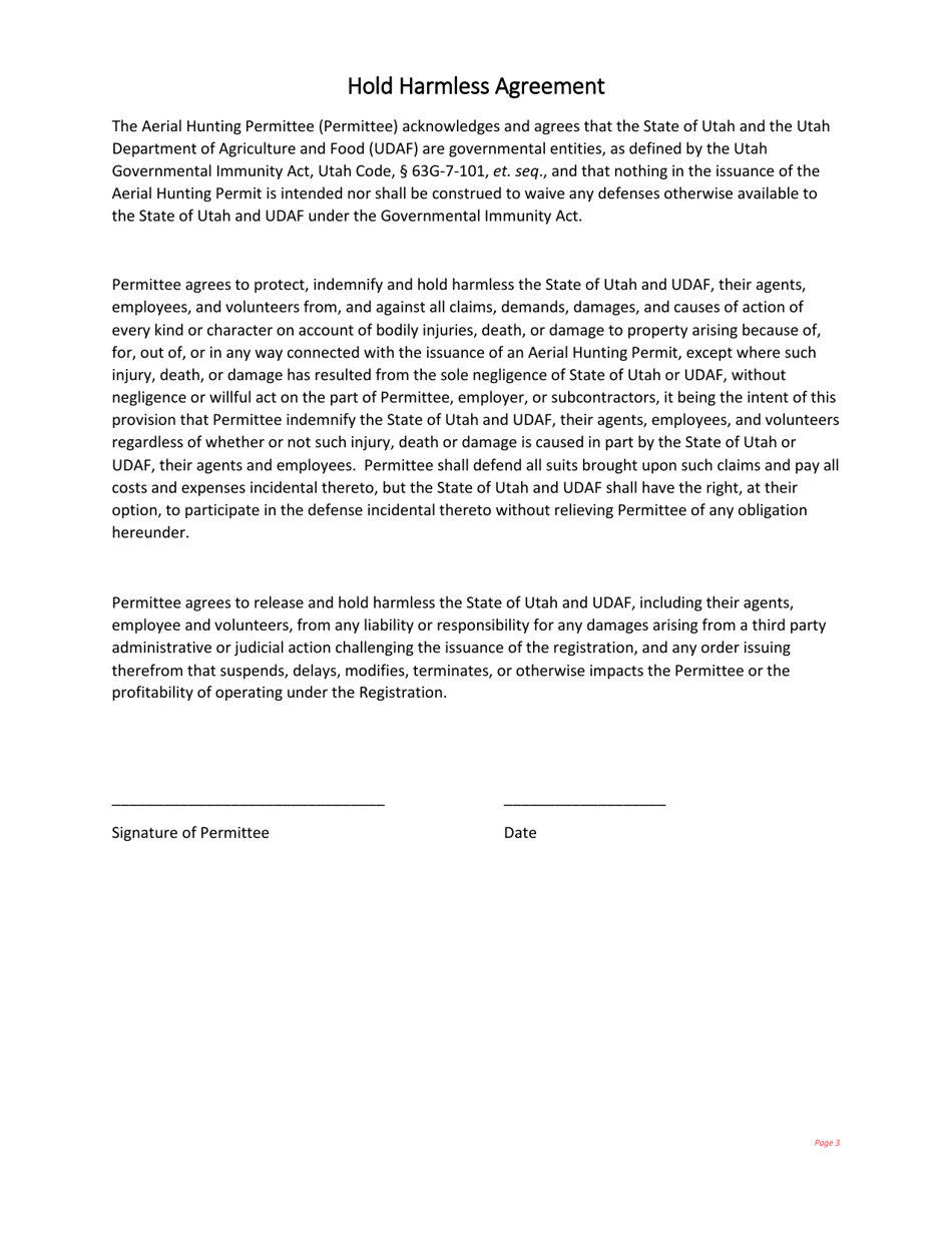Utah Aerial Hunting Permit Fill Out, Sign Online and Download PDF