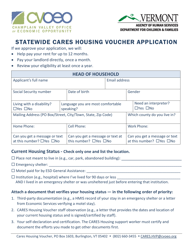 Document preview: Statewide Cares Housing Voucher Application - Vermont