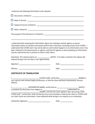 Appendix O Authorization to Release Information for Victims of Domestic Violence, Dating Violence, Sexual Assault, or Stalking - Vermont, Page 2