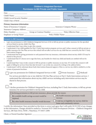 Document preview: Children's Integrated Services Permission to Bill Private and Public Insurance - Vermont