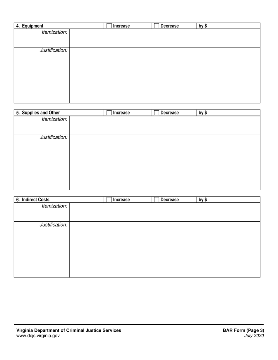 Budget Amendment Request Narrative (Bar) - Virginia, Page 3