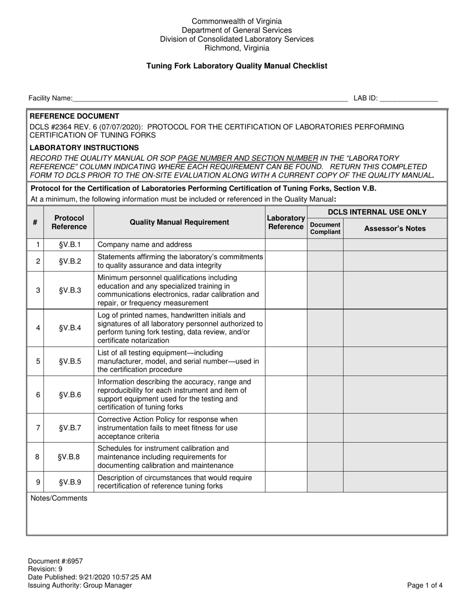 Form 6957 Download Printable PDF or Fill Online Tuning Fork Laboratory