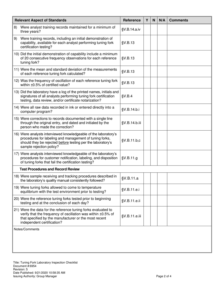 Form 6954 Download Printable PDF or Fill Online Tuning Fork Laboratory ...