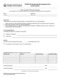 Document preview: DCYF Form 05-010 Eceap Professional Development Plan Lead Teacher - Washington