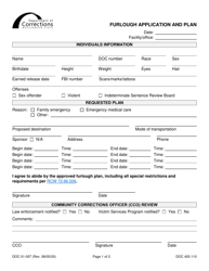 Document preview: Form DOC01-007 Furlough Application and Plan - Washington