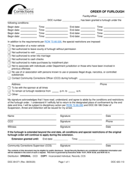 Document preview: Form DOC09-071 Order of Furlough - Washington