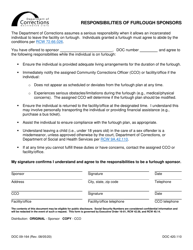 Document preview: Form DOC09-164 Responsibilities of Furlough Sponsors - Washington