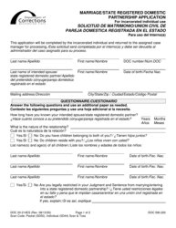 Form DOC02-214ES Marriage/State Registered Domestic Partnership Application - Washington (English/Spanish)