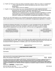 Form DOC02-214ES Marriage/State Registered Domestic Partnership Application - Washington (English/Spanish), Page 2