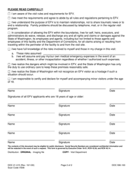Form DOC21-415 Extended Family Visit Application/Acknowledgment - Washington, Page 2