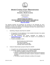 Form SCCA610 Request for Bulk Distribution of and Compiled Information From Judicial Records - South Carolina