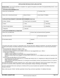 DD Form 3 Application for Gold Star Lapel Button
