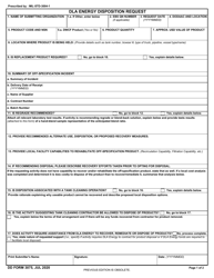 DD Form 3075 Dla Energy Disposition Request