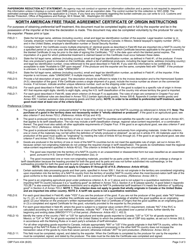 CBP Form 434 North American Free Trade Agreement Certificate of Origin, Page 3