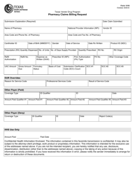 Document preview: Form 1319 Pharmacy Claims Billing Request - Texas