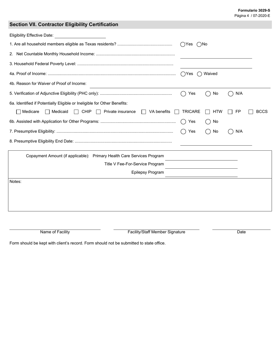 Formulario 3029-S Solicitud De Beneficios Del Programa - Texas (Spanish), Page 4