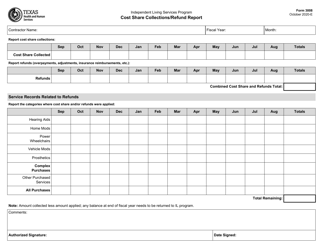 Document preview: Form 3008 Cost Share Collections/Refund Report - Texas
