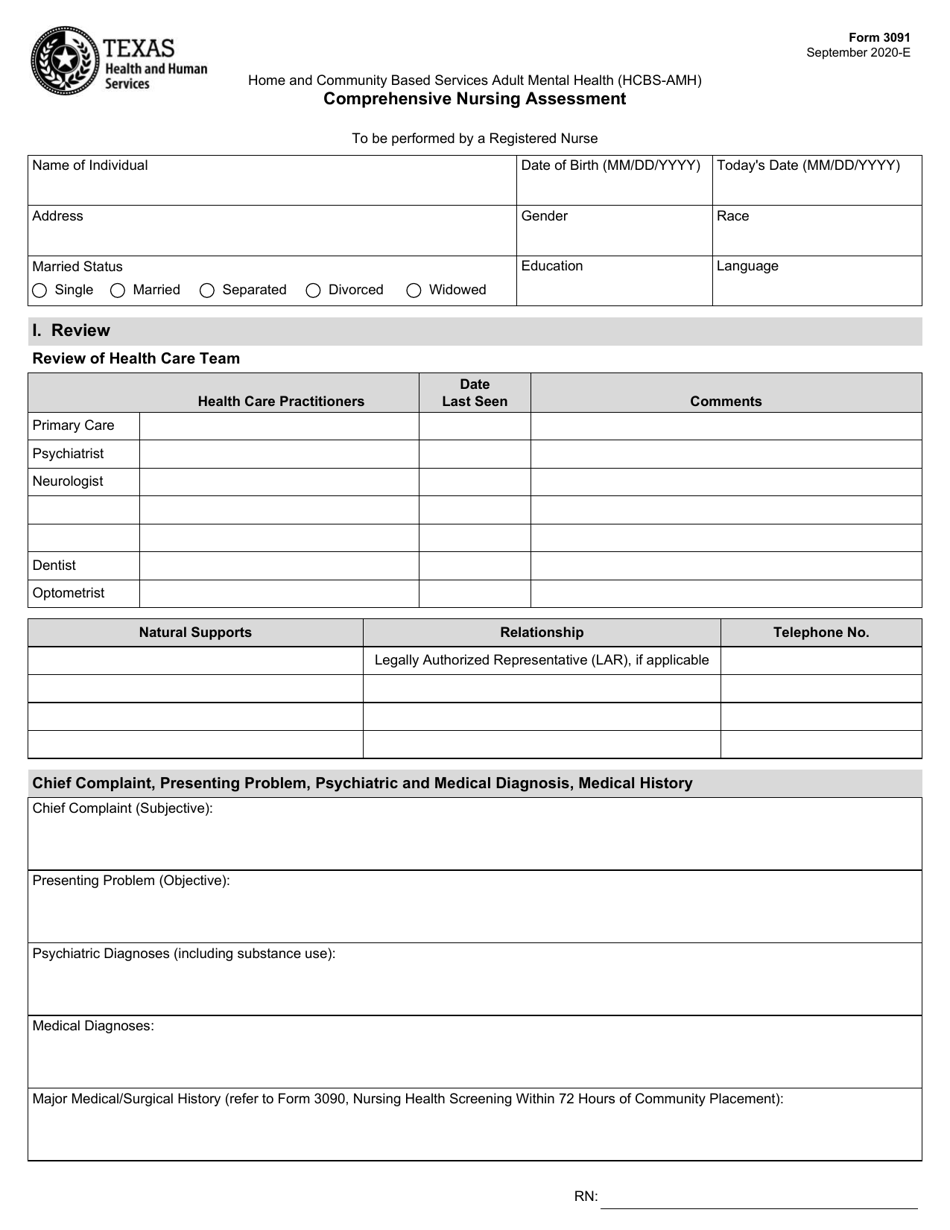 Form 3091 - Fill Out, Sign Online and Download Fillable PDF, Texas ...