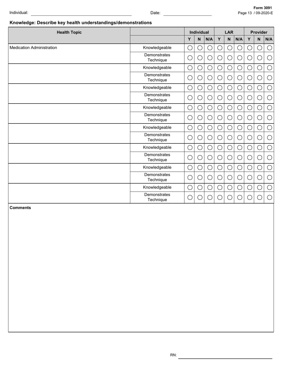 Form 3091 Comprehensive Nursing Assessment - Texas, Page 13