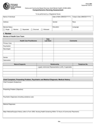 Form 3091 Comprehensive Nursing Assessment - Texas