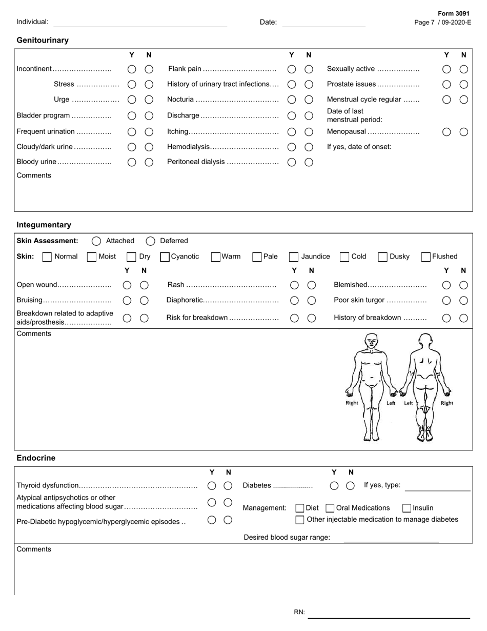 Form 3091 Comprehensive Nursing Assessment - Texas, Page 7