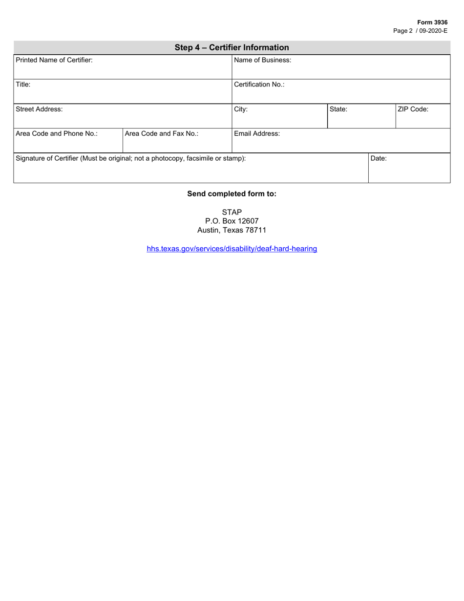 Form 3926 Change of Disability - Texas, Page 2