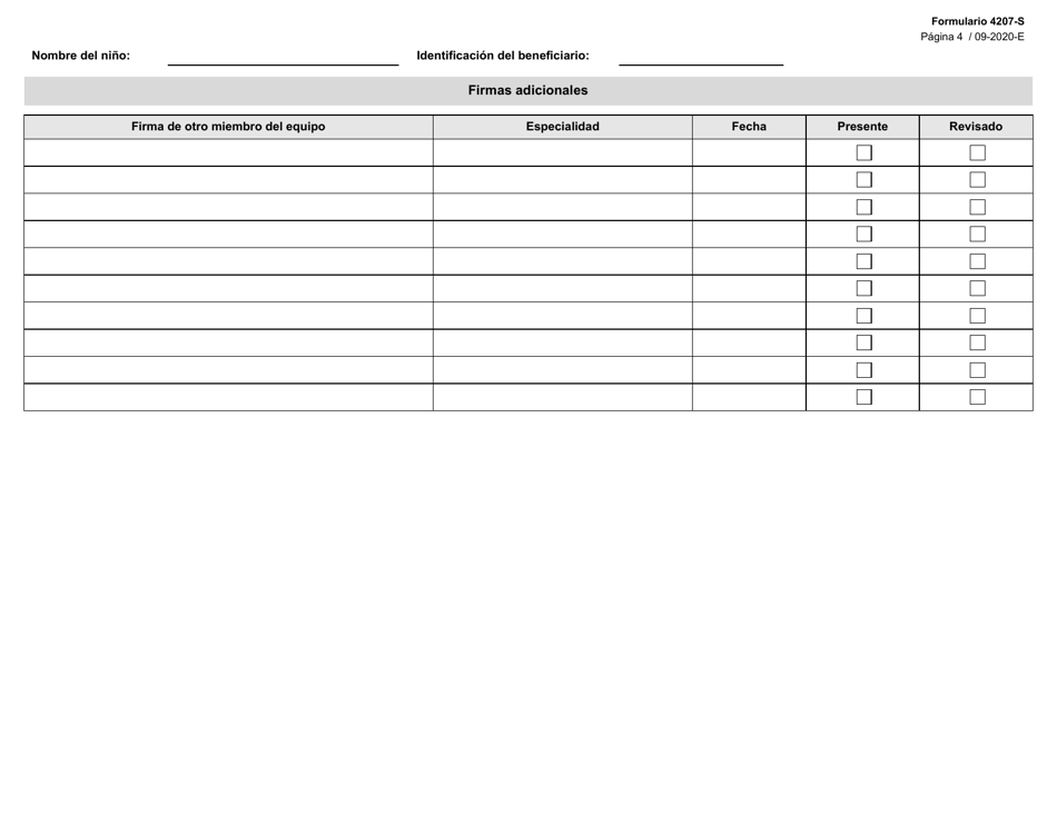 Formulario 4207-S Paginas Del Plan Individualizado De Servicios Para La Familia (Ifsp) - Texas (Spanish), Page 4