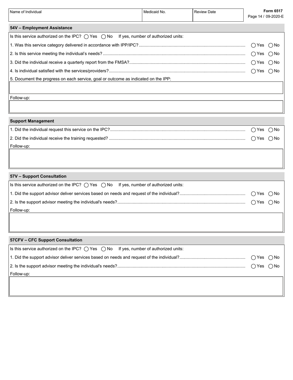 Form 6517 Individual Program Plan (Ipp) Service Review - Texas, Page 14