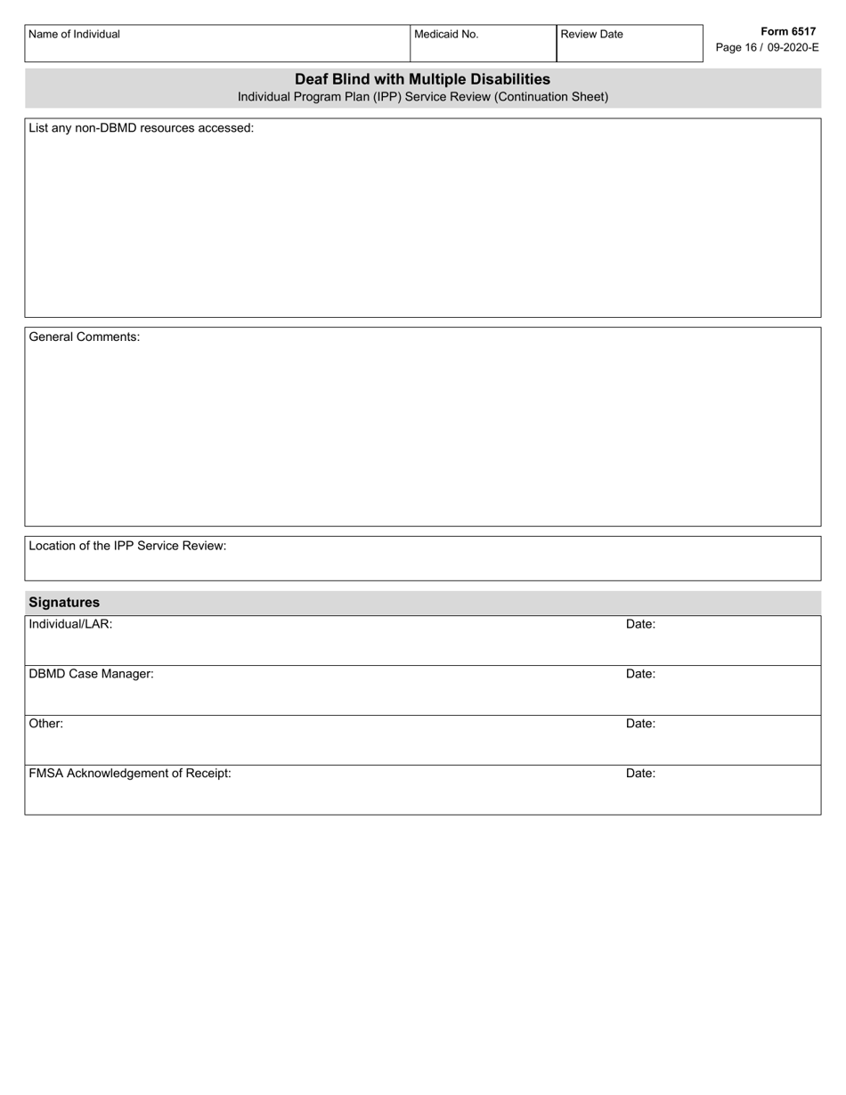 Form 6517 Individual Program Plan (Ipp) Service Review - Texas, Page 16