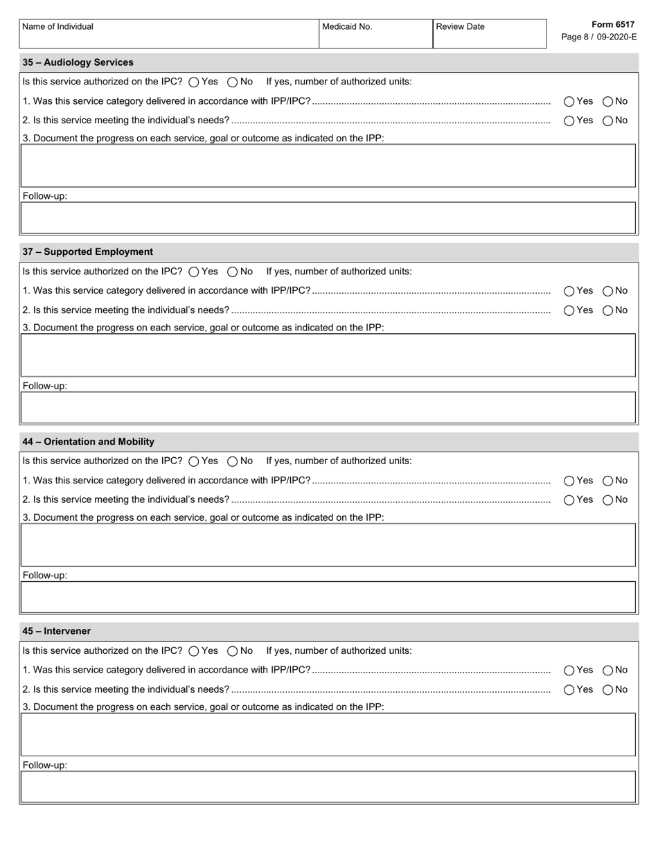 Form 6517 Download Fillable PDF or Fill Online Individual Program Plan ...