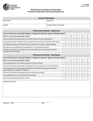 Document preview: Form 8660 Performance Evaluation of Internship/Practicum Supervisor and Overall Experience - Texas