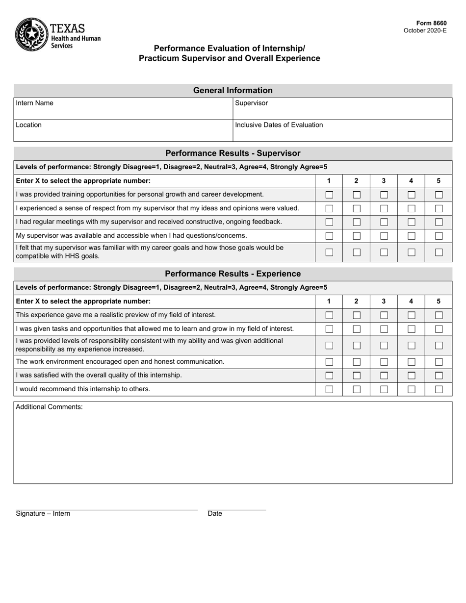 Form 8660 Download Fillable PDF or Fill Online Performance Evaluation ...