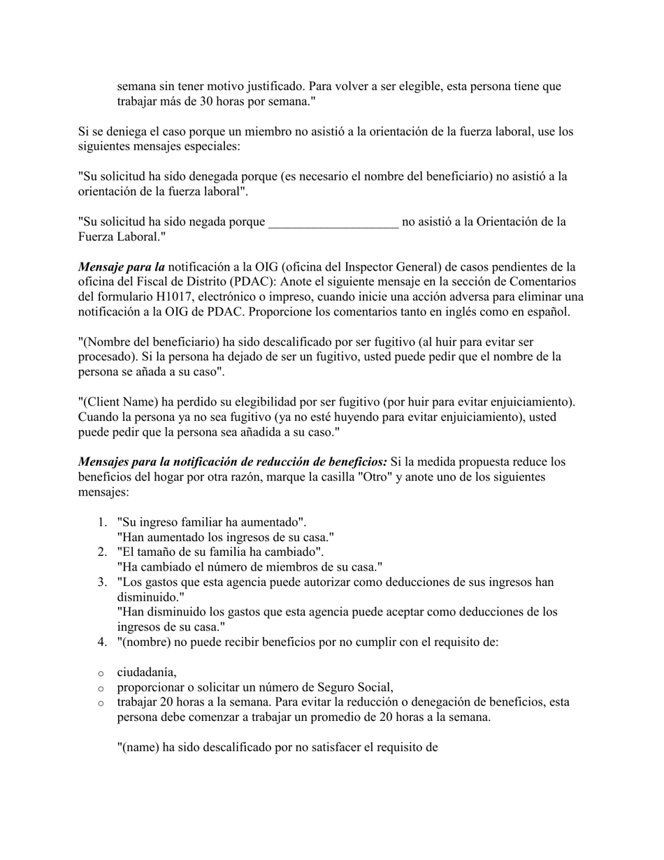 Instrucciones para Formulario H1017-S Notificacion De La Denegacion O Reduccion De Beneficios - Texas (Spanish), Page 6
