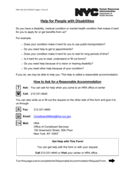 Document preview: Form HRA-102C Reasonable Accommodation Request Form - New York City