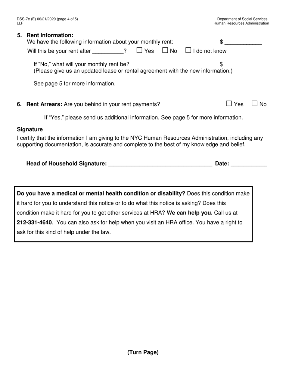Form DSS-7E Cityfheps Renewal Request - New York City, Page 4
