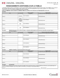 Forme IMM5406 Renseignements Additionnels Sur La Famille - Residence Permanente - Canada (French)