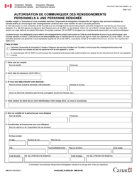 Forme IMM5475 Autorisation De Communiquer DES Renseignements Personnels a Une Personne Designee - Canada (French)