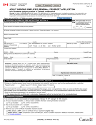 Form PPTC482 Adult Abroad Simplified Renewal Passport Application for Canadians Applying Outside of Canada and the Usa - Canada
