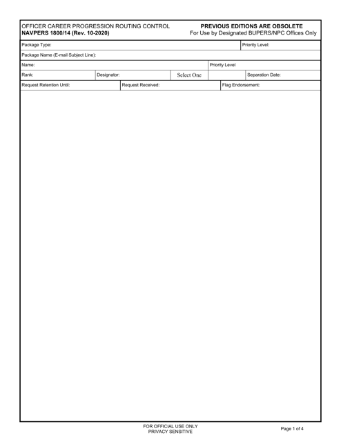 NAVPERS Form 1800/14  Printable Pdf