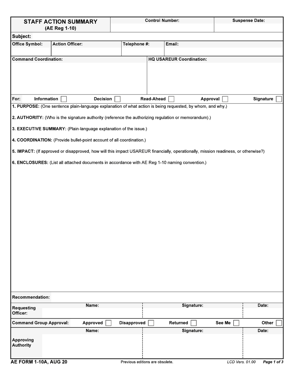 AE Form 1-10(A) - Fill Out, Sign Online and Download Fillable PDF ...